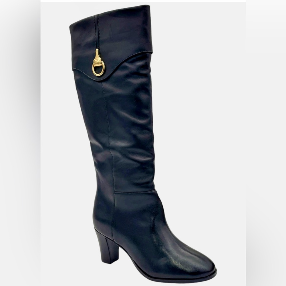 Arezzo BLACK Women's Vivian Mid Block Genuine Leather Boot, 7 NWT‎
